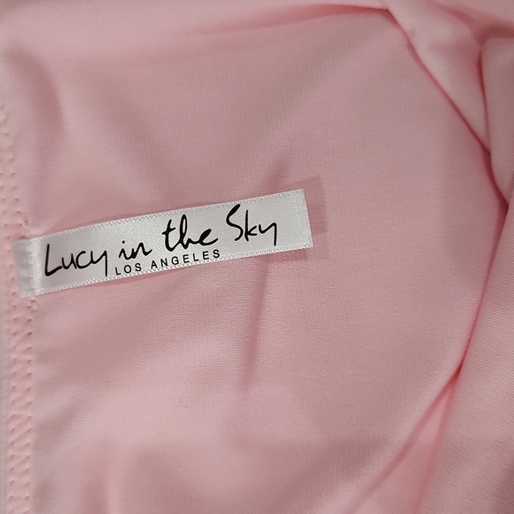 Lucy In The Sky Bodycon Pink Ruched Dress Open Stomach Size Small - Picture 6 of 6